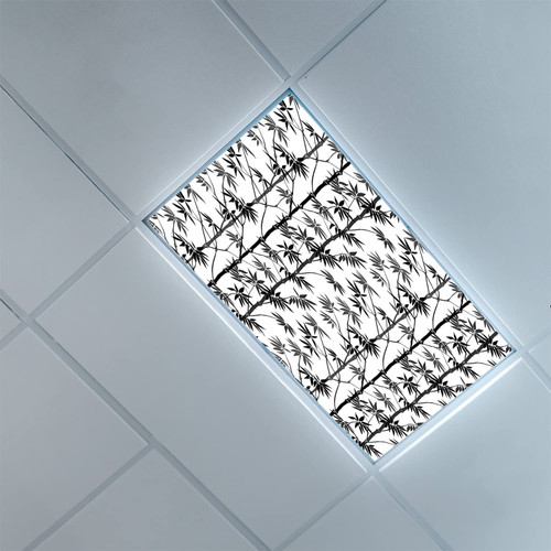 Fluorescent Light Covers for Ceiling Light Diffuser Panels-Bamboo Pattern-Light Filters Ceiling LED Ceiling Light Covers-2ft x 4ft Drop Ceiling Fluorescent Decorative,Black Grey White