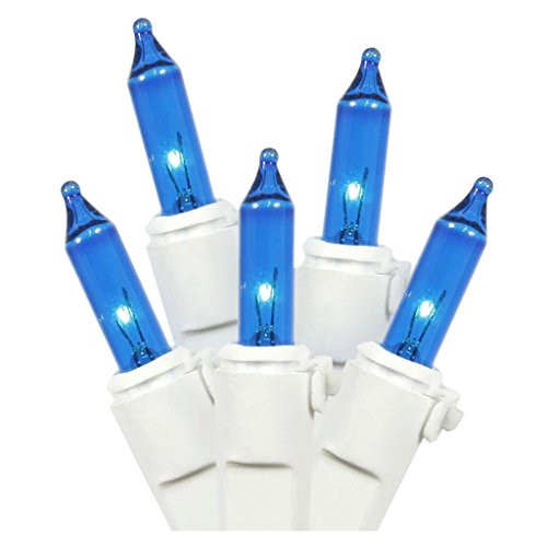 Vickerman 50 Light Mini Light Set Blue Lights on White Wire