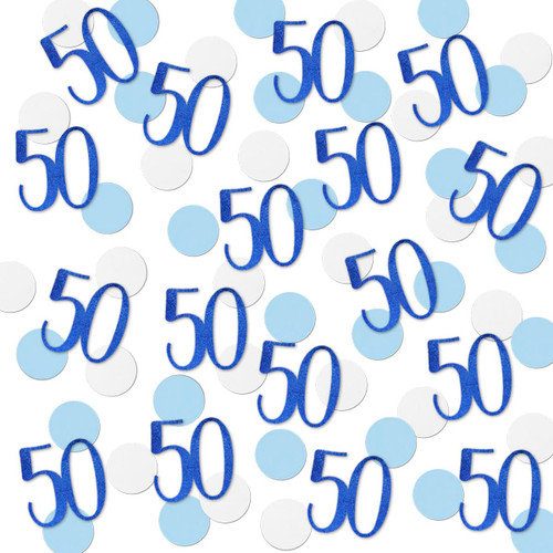 Blue Glitter 50 Confetti, 50th Birthday Number Confetti, 200pcs Anniversary Party Table Decoration Supplies