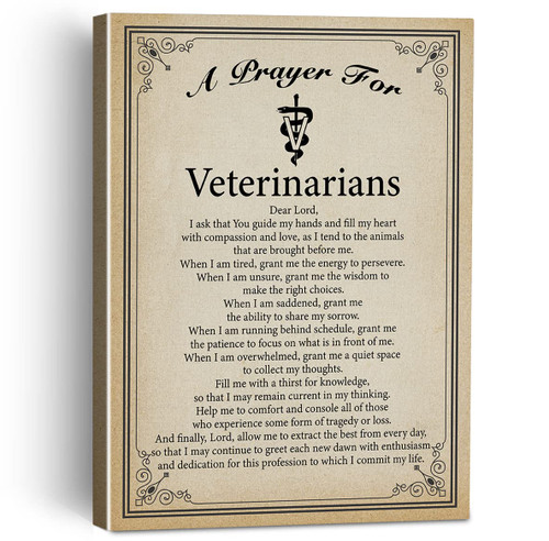 Motivational a Prayer for Veterinarians Quote Canvas Painting Framed Wall Art Decor for Home Office, Retro Veterinarians Sayings Canvas Poster Print Decorative Gift