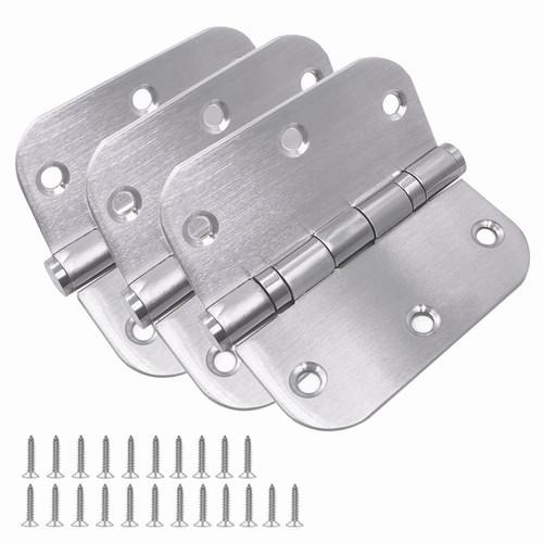 Stainless Steel Hinges Exterior Door Hinges Ball Bearing Door Hinge for Door 3.5 inch with 5/8 Radius Corners Commercial Interior Outdoor Heavy Duty Hinges (Door Hinge Brushed Nickel)
