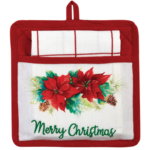 Park Designs Poinsettia Pine Pocket Potholder Set