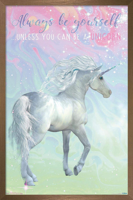 Trends International Unicorn On Pastels Wall Poster, 22.375" x 34", Bronze Framed Version