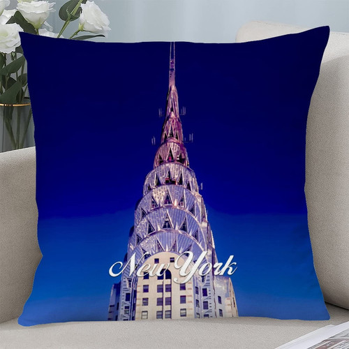 Throw Pillow Cover American New York State New York City Skyline Scenery Cityscape City View Decorative Sofa Pillow Case Boho Accent Pillow Cover for Couch Chair Living Room Bedroom 16x16 Inch