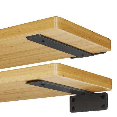 ZGO Floating Shelf Brackets, Shelf Brackets Heavy Duty, Black Metal L Brackets for Shelves, Wall Brackets for Shelves, 6 Inch Floating Shelf Hardware(6 Pack)