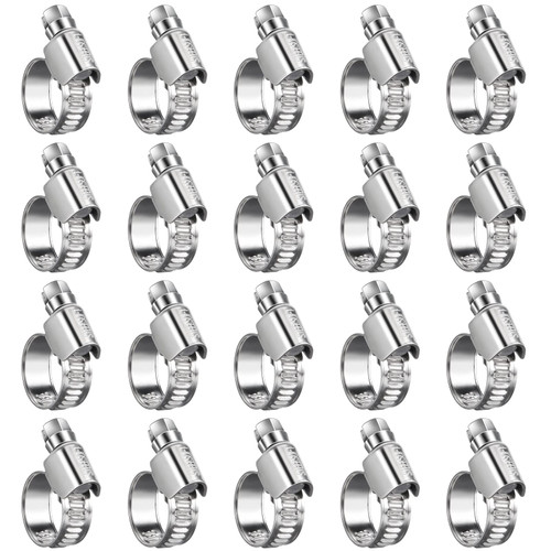 Steelsoft Non-Stripping Small Hose Clamps 1/2 inch Size#6, High Torque Heavy Duty,1/2-3/4"Adjustable Worm Drive Stainless Steel Hose Clamps for 3/8"id Fuel line, Garden Hose Clamps 5/8 to 3/4, 20Pack