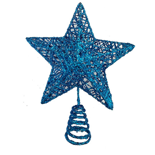 Higoala Christmas Tree Star Topper, Xmas Tree Topper Glittered 5 Point Star Treetop for Christmas Tree Ornament (Blue)