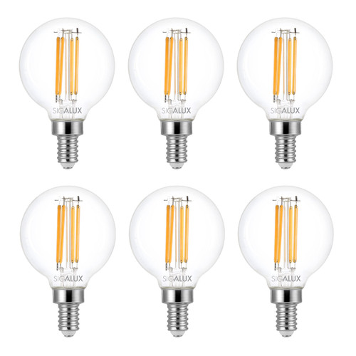 Sigalux Candelabra LED Light Bulbs Dimmable, E12 60 Watt Chandelier Light Bulbs, G16.5 Candle Light Bulbs, 2700K Warm White,500LM E12 LED Bulb for Chandeliers, Ceiling Fan, Pendant, 6 Pack Sigalux Candelabra LED Light Bulbs Dimmable, E12 60 Watt Chandelier Light Bulbs, G16.5 Candle Light Bulbs, 2700K Warm White,500LM E12 LED Bulb for Chandeliers, Ceiling Fan, Pendant, 6 Pack