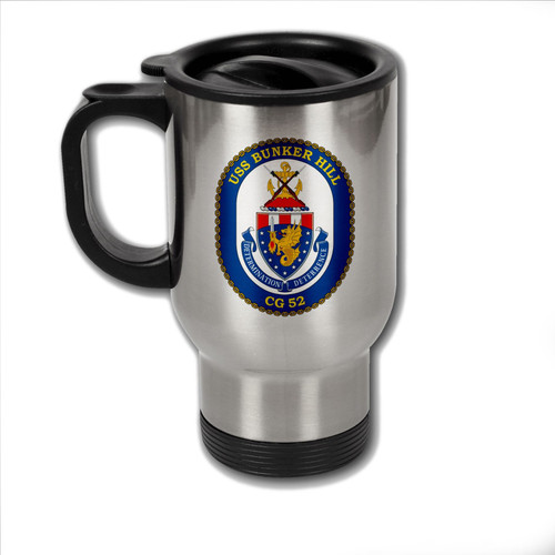 ExpressItBest Stainless Steel Coffee Mug with U.S. Navy USS Bunker Hill (CG 52) emblem (crest)