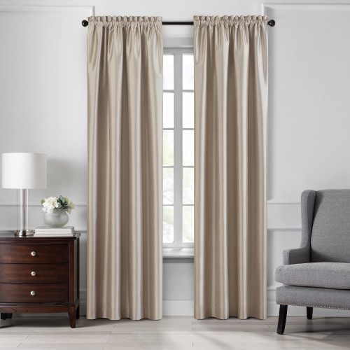 Elrene Home Fashions Colette Faux-Silk Blackout Window Curtain, 52 in x 84 in (1 Panel), Taupe