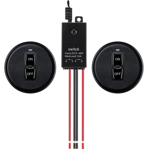 Meskliu 12v Wireless Switch,Mini Remote Control Switch,DC 12V/24V/48V/10A Relay with 328FT Long Range,Wireless RF Switch for Car,Motor,Lamps,LED Lights,Fans