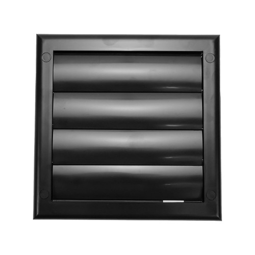 Vent Systems 4" inch (7.5'' x 7.5") Exhaust Vent Cover - Black - Dryer Vent Hood - Louvered Dryer Duct Vent Cover - Vent Hood Cap - One-Directional Plastic Air Supply Grille