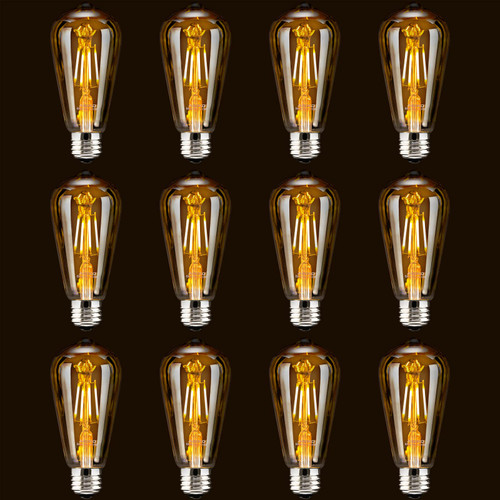 LED Dimmable Edison Light Bulbs 4W Vintage Light Bulb, 2200K-2400K Warm White (Amber Glass), Antique LED Edison Bulbs, Squarrel Cage Filament,ST64, E26 LED Bulb Base LED Dimmable Edison Light Bulbs 4W Vintage Light Bulb, 2200K-2400K Warm White (Amber Glass), Antique LED Edison Bulbs, Squarrel Cage Filament,ST64, E26 LED Bulb Base