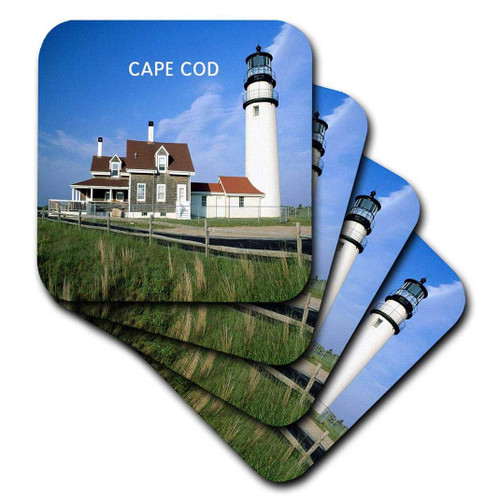 3dRose Lighthouse on Cape Cod in Massachusetts - Soft Coasters, Set of 4 (CST_80839_1)