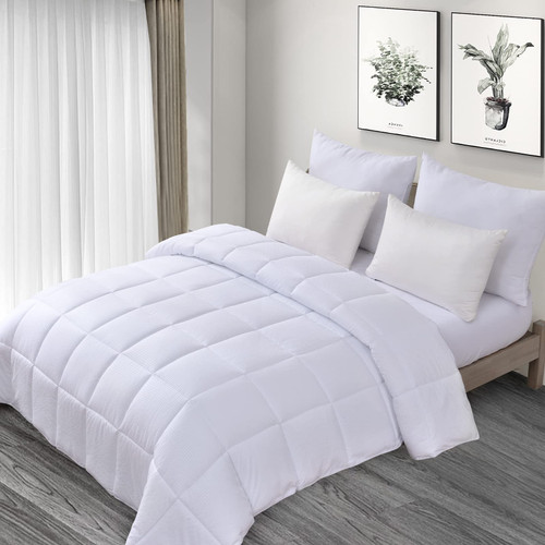 Homelike Moment Comforter Duvet Insert Twin White Lightweight Down Alternative Bed Blanket All Season Microfiber- Twin Size Summer Square Embossed Comforters