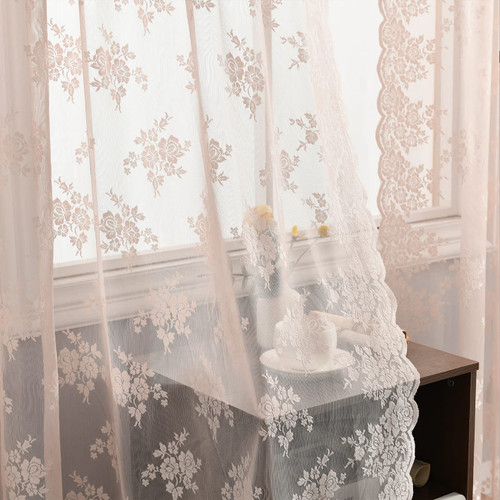 Kotile Blush Pink Lace Curtains for Bedroom - Premium 63 Inch Length for Girls Room, Scalloped Floral Sheer Window Curtains, 52 x 63 Inch, 2 Panels, Blush Pink Kotile Blush Pink Lace Curtains for Bedroom - Premium 63 Inch Length for Girls Room, Scalloped Floral Sheer Window Curtains, 52 x 63 Inch, 2 Panels, Blush Pink