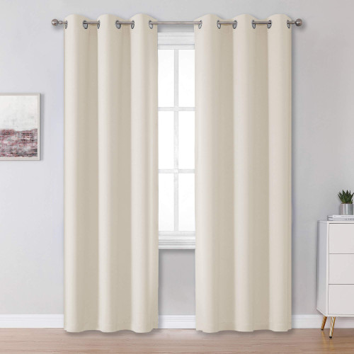 DUALIFE 96 Inch Length Cream Beige Curtains Blackout Window Drapes for Bedroom Thermal Insulated Room Darkening Curtains 2 Panels for Living Room,Grommet Top 42x96 Inches Long Buttercream