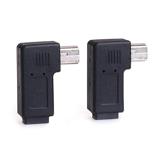 MOBOREST USB 2.0 Adapter Plug, USB to Micro USB Adapter, 90 Degree Right Angle Mini USB Male to Micro USB Female Connector Adapter (Right-90-2 Pack)