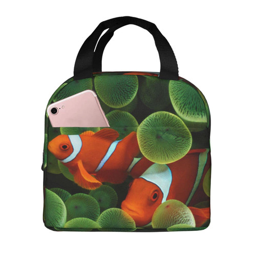 Reusable Lunch Tote Bag Clownfish Tropical Fish Nemo Insulated Lunch Bag Durable Cooler Lunch Box