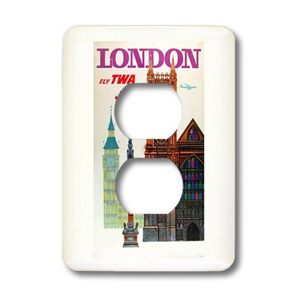 3dRose  lsp_109616_6 London N Twa Vintage Travel 2 Plug Outlet Cover