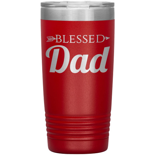 Blessed Dad Tumbler - Dad Gift - 20oz Insulated Engraved Stainless Steel Dad Cup Red