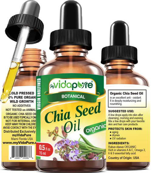 100% Pure Organic CHIA SEED OIL WILD GROWTH Refined, Undiluted. 0.5 Fl.oz.- 15 ml. For Skin, Hair, Lip and Nail Care. by myVidaPure 100% Pure Organic CHIA SEED OIL WILD GROWTH Refined, Undiluted. 0.5 Fl.oz.- 15 ml. For Skin, Hair, Lip and Nail Care. by myVidaPure