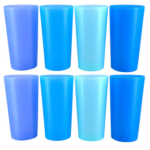 WEXINHAO 26 ounce Plastic Cups Reusable,BPA Free Dishwasher Safe Plastic Tumblers, Lightweight Stackable Water Plastic Glasses set of 8 in 4 Coastal Colors