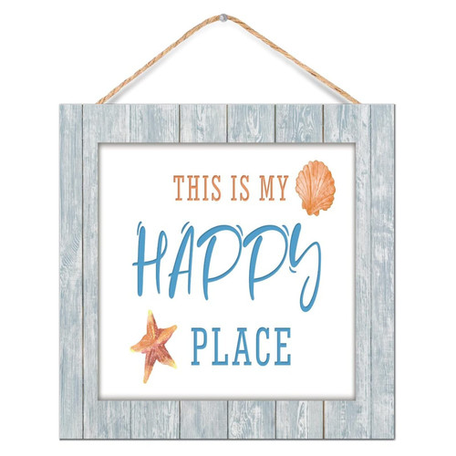 Nautical Beach Ocean Theme Underwater Starfish Primitive Decor Wooden Signs Farmhouse Under The Sea Octopus Crab Fish Signs Decorative Wood Plank Hanging Sign for Dinning Room Room Window 12x12in