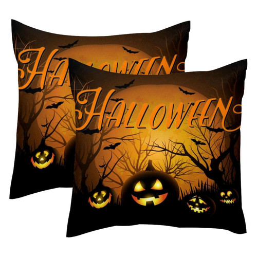 Decorative Square Throw Pillow Covers Set of 2 Halloween Background Pillow Case for Home Office Car, 18 x 18 inches