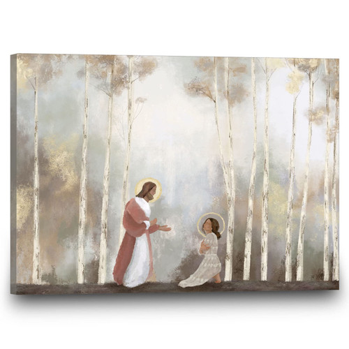 Jesus and Woman Wall Art Religious Canvas Paintings Jesus Christ Canvas Art Religious Artwork for Home Walls Jesus Christ Watercolor Poster Amazing Jesus Art for Badroom Living Room 12x16inch Unframed