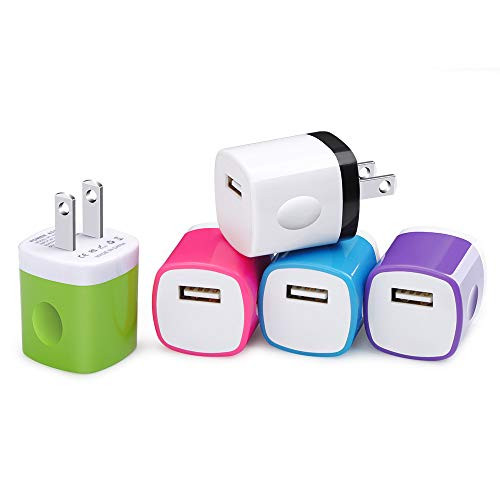 USB Wall Charger, Ehoho USB Plug 5-Pack 1A/5V Wall Adapter Cubes Home Travel Charging Block Compatible iPhone X/7/6/6S Plus, iPad, iPod, Samsung Galaxy S9/S8/9S/S7/S6/9S+, Moto, LG V20 V30 G5 G6