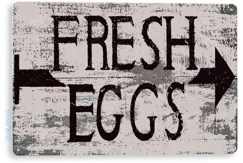 Tinworld Tin Sign Fresh Eggs Rustic Farm Metal Sign Decor Hen House Chicken Coop Hitchen Cottage B496