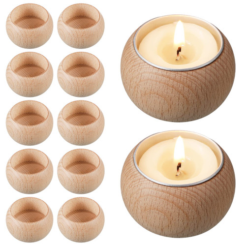 Retisee Wood Candle Holders Tea Light Candle Holders Wooden Votive Tealight Holder Wooden Tealight Candlestick for Wedding Party Holiday Decoration Birthday, Candles are Not Included (12 Pcs)