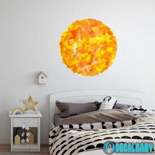 Planet Sun Watercolor Wall Decal Sticker Solar System Mural Outer Space Wall Decals Stickers wall art Vinyl Sticker for Nursery,Kids Room,18'' pm429