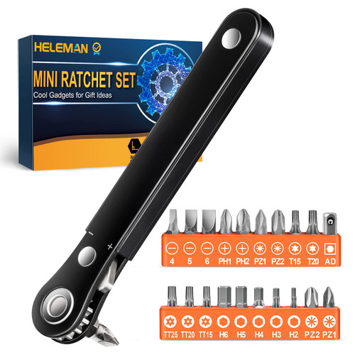 Gifts for Men Women Angled Screwdriver - Cool Gadgets for Men EDC Gear Mini Ratcheting 90 Degree Offset Screwdriver Gifts for Dad Mom Husband Wife Tools for Tight Space Sewing Machine Stocking Stuffer