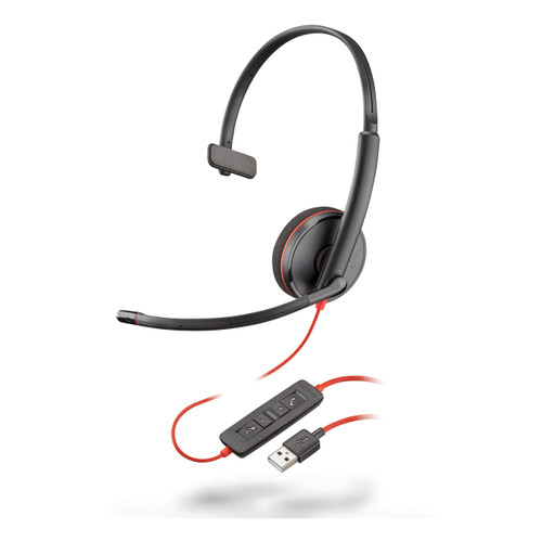 Plantronics Blackwire C3210 Headset Noise Cancelling Soundguard and Flexible Microphone Arm - Black