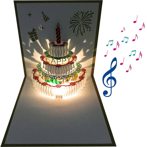 3D Birthday Cards, Auto Play Music Warm LED Light Birthday Cake Card, Greeting Cards Birthday Music Cards for Mom Wife Sister Boy Girl and Friends 1 Pack 3D Birthday Cards, Auto Play Music Warm LED Light Birthday Cake Card, Greeting Cards Birthday Music Cards for Mom Wife Sister Boy Girl and Friends 1 Pack