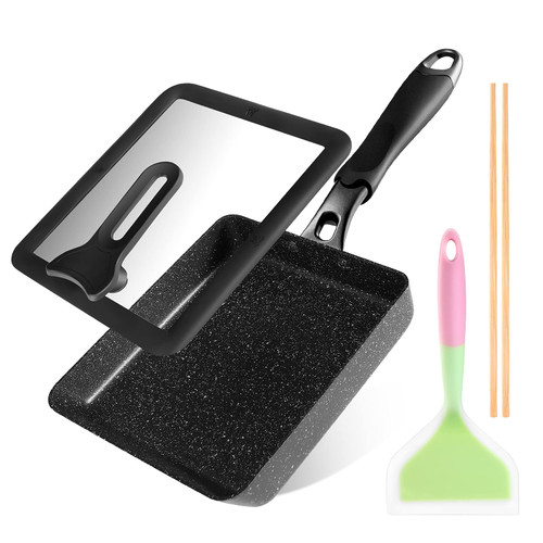 HAPPI STUDIO Tamagoyaki Pan with Lid and Spatula - Japanese Omelette Pan Nonstick - Japanese Egg Pan - Egg Frying Pan - Square Pan for cooking Japanese Food - Japanese Kitchen Gadgets - Omelet Pans HAPPI STUDIO Tamagoyaki Pan with Lid and Spatula - Japanese Omelette Pan Nonstick - Japanese Egg Pan - Egg Frying Pan - Square Pan for cooking Japanese Food - Japanese Kitchen Gadgets - Omelet Pans