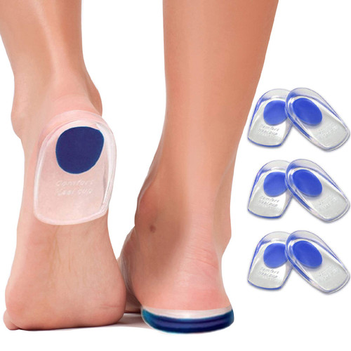 Gel Heel Cushions for Heel Pain Relief | Plantar Fasciitis Heel Cups | Silicone Cup Pads for Heel Spurs | Heel Pain Relief Insoles for Sore or Bruised Feet | Heel Pads for Women & Men (Large)