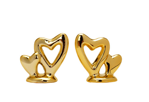 ZTTTBJ Gold Small Animal Statue Heart Statue Decor Modern Style Ceramic Gold Heart Animal Figurines Statues for Home Decor Accents Living Room Office Table Bookshelf Desk Bedroom Decorative Objects