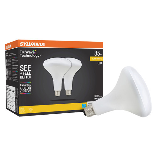 LEDVANCE Sylvania LED TruWave Natural Series BR40 Light Bulb, 85W Equivalent Efficient 12W, Medium Base, Dimmable, Frosted, 2700K, Soft White - 2 Pack (40785) LEDVANCE Sylvania LED TruWave Natural Series BR40 Light Bulb, 85W Equivalent Efficient 12W, Medium Base, Dimmable, Frosted, 2700K, Soft White - 2 Pack (40785)