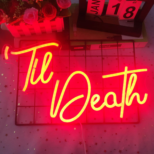 Til Death Neon Sign Dimmable Til Death Led Sign 17''x 10'' Til Death Do Us Party Neon Sign Acrylic Art Wall Decor Til Death Sign for Valentine's Day Bachelorette Engagement Gifts Backdrop Party Wedding Decor (Red) Til Death Neon Sign Dimmable Til Death Led Sign 17''x 10'' Til Death Do Us Party Neon Sign Acrylic Art Wall Decor Til Death Sign for Valentine's Day Bachelorette Engagement Gifts Backdrop Party Wedding Decor (Red)