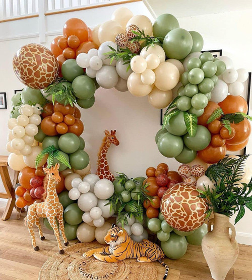 Safari Balloon Garland Arch Kit 147pcs Sage Green Coffee Brown Sand White and Animal Print Balloon Jungle Safari Boy Birthday Baby Shower Wild One Party Decoration Safari Balloon Garland Arch Kit 147pcs Sage Green Coffee Brown Sand White and Animal Print Balloon Jungle Safari Boy Birthday Baby Shower Wild One Party Decoration