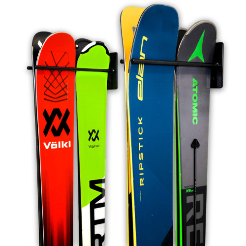 StoreYourBoard Couple Ski Wall Storage Rack, 2 Pack, Steel Home Skis Mount, Garage Hook Organizer
