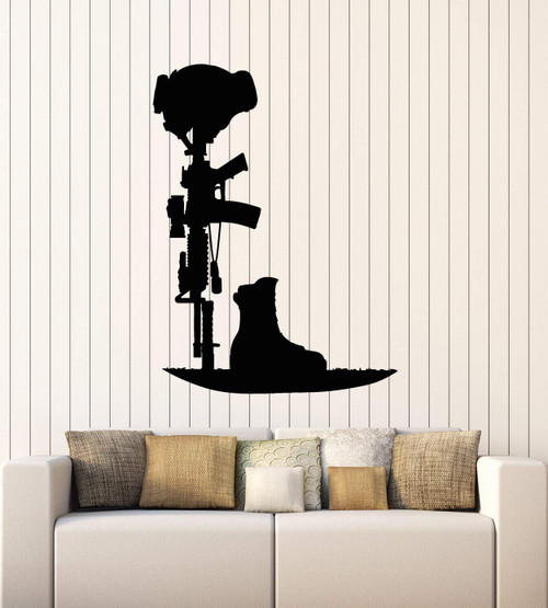 Vinyl Wall Decal Fallen Soldiers Silhouette Military Decor Battlefield Stickers Mural Large Decor (g5523) Black