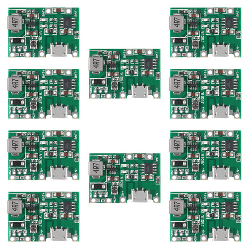 D-FLIFE 10pcs 18650 18650 Lithium Li-ion Battery Charger Module 2A USB TP4056 Adjustable Boost Module DC-DC 3.7V to 5V 9V 12V Step Up Boost Module DIY Kit Parts