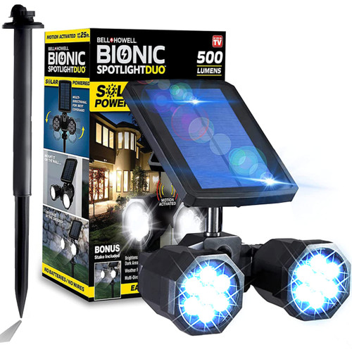 Bell+Howell Bionic Duo Spotlight Solar Lights Outdoor with Motion Sensor 14 LED Lights Super Bright Waterproof Landscape Lighting for Patio Yard Garden