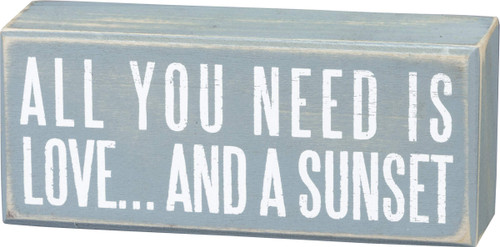 Primitives by Kathy 19111 Beach-Inspired Blue Box Sign, 6 by 2.5-Inch, and a sunset