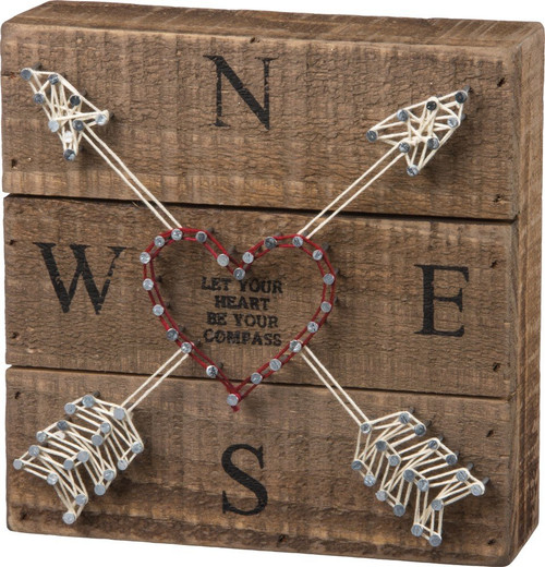 Primitives by Kathy 33187 String Art Box Sign, 6 x 6, Let Your Heart Be Your Compass Primitives by Kathy 33187 String Art Box Sign, 6 x 6, Let Your Heart Be Your Compass