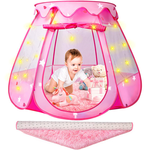 Princess Castle Girls Play Tent with Rug Pop Up Play Tent for Toddlers Kids DISHIO Playhouse Toys for 1 Year Old Birthday Gift Fairy Tent for Girls with Lights Indoor&Outdoor Kids Play Tent with Mat Princess Castle Girls Play Tent with Rug Pop Up Play Tent for Toddlers Kids DISHIO Playhouse Toys for 1 Year Old Birthday Gift Fairy Tent for Girls with Lights Indoor&Outdoor Kids Play Tent with Mat